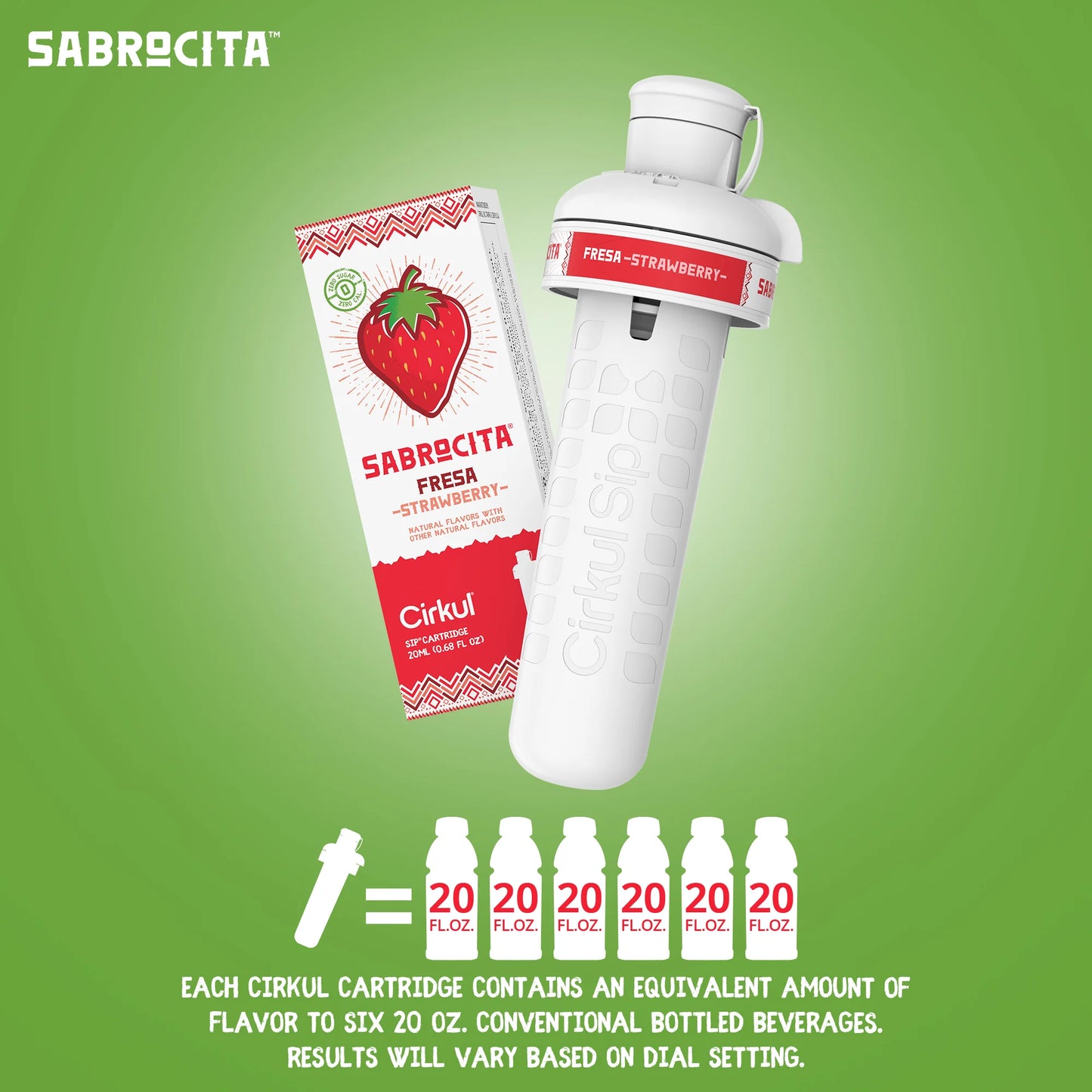 (2 Pack) Sabrocita Strawberry Flavor Cartridge, Drink Mix, 1-Pack