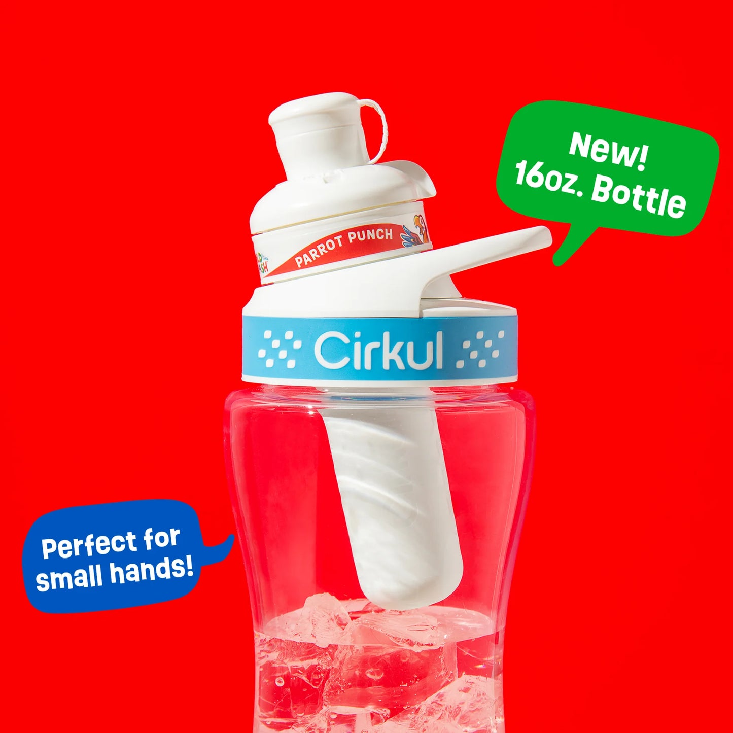 16Oz Plastic Water Bottle Starter Kit with Blue Lid, 1 Flavor Cartridge (Wild Splash Parrot Punch)