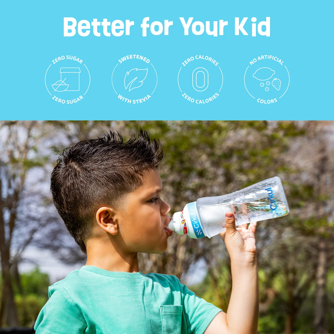 16Oz Plastic Water Bottle Starter Kit with Blue Lid, 1 Flavor Cartridge (Wild Splash Parrot Punch)