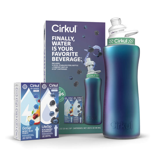 32Oz Chameleon Stainless Steel Starter Kit with Chameleon  Lid 2.0 and 2 Flavor Cartridges (Blackberry Blueberry & Berry Blue Punch)