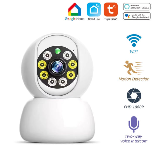 1080P Wifi Home Camera Wireless IP Security Surveillance System IP Camera with Tuya Smart Life App Control for Home Alarm System
